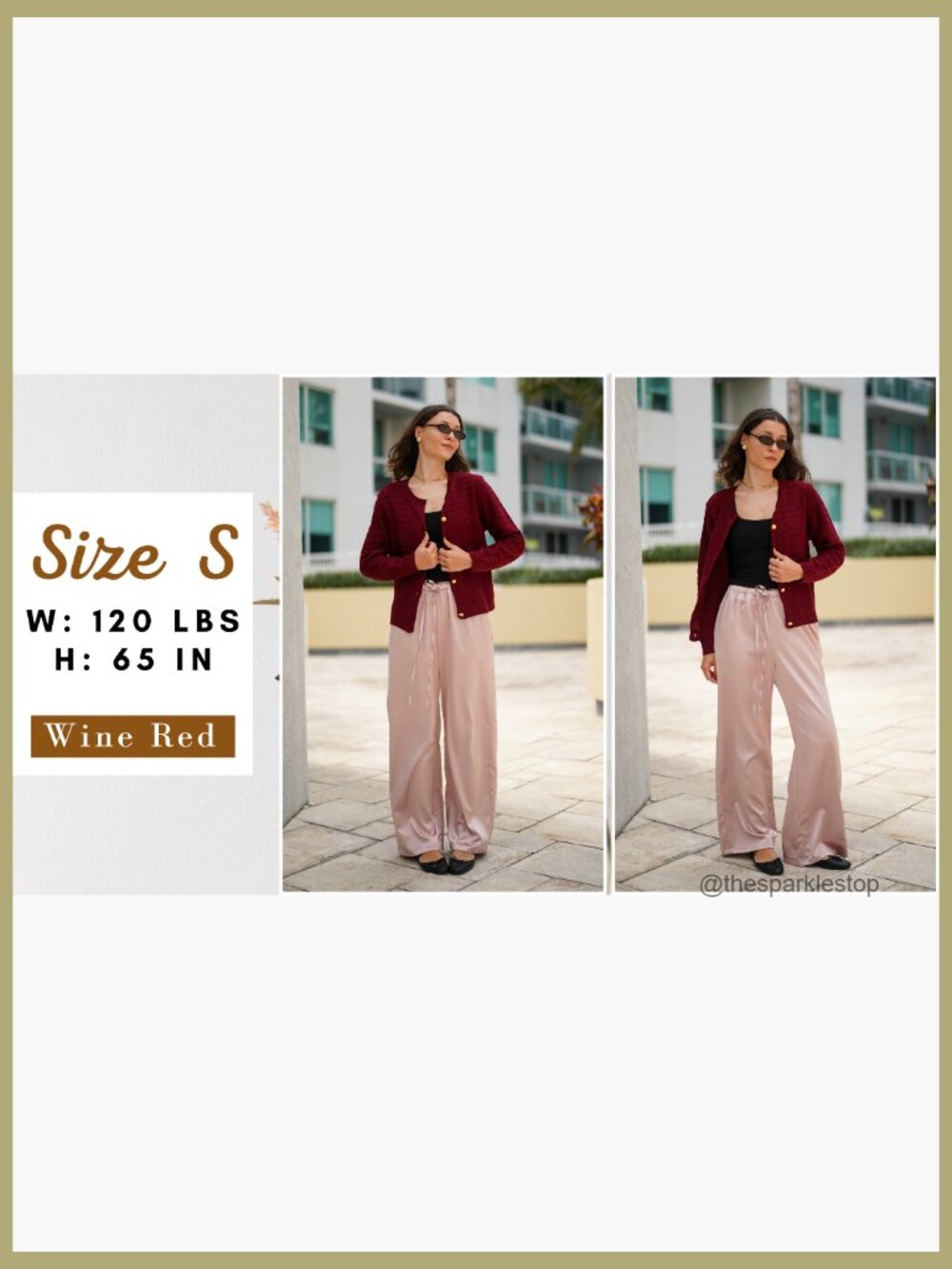Button Down Crew Neck Open Front Long Sleeve Knit Cropped Cardigan Jacket - Picture 7 of 7